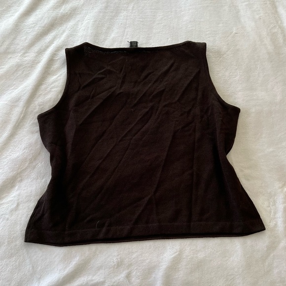 NWT St. John Knit Cropped Dark Mahogany Tank Top - Picture 4 of 9